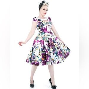 H & R London Hearts & Roses Floral Cut Out Tea Dress
